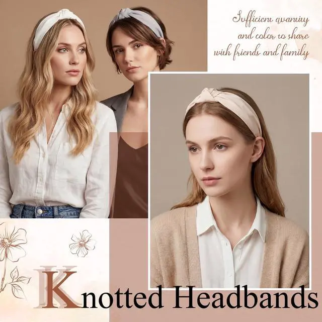 Alt view image 4 of 7 - 8Pcs Headbands for Women, Fashion Knotted Headband, Brown | Teacher's headband, Knotted Hairband, Lightweight, No-Teeth Comfort, 8 Colors for Daily Wear, Parties, Gifts Hair Accessories