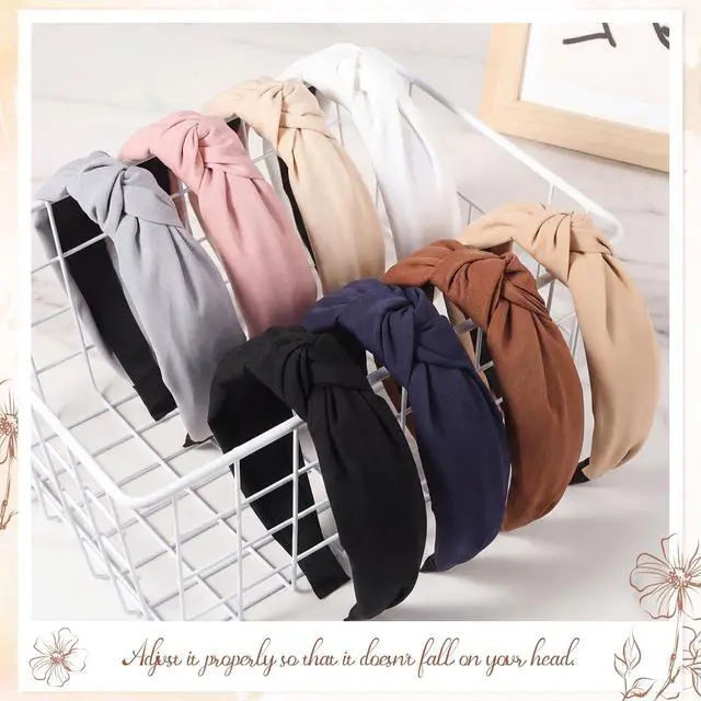Alt view image 6 of 7 - 8Pcs Headbands for Women, Fashion Knotted Headband, Brown | Teacher's headband, Knotted Hairband, Lightweight, No-Teeth Comfort, 8 Colors for Daily Wear, Parties, Gifts Hair Accessories