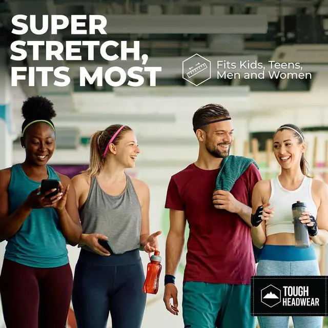 Alt view image 7 of 7 - Thin Elastic Headbands, Sports Headbands for Women & Men - Mens Workout Headband - Running or Soccer Headband - 6-Pack