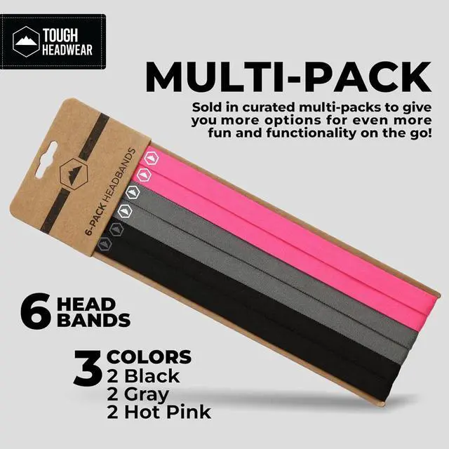 Alt view image 6 of 7 - Thin Elastic Headbands, Sports Headbands for Women & Men - Mens Workout Headband - Running or Soccer Headband - 6-Pack