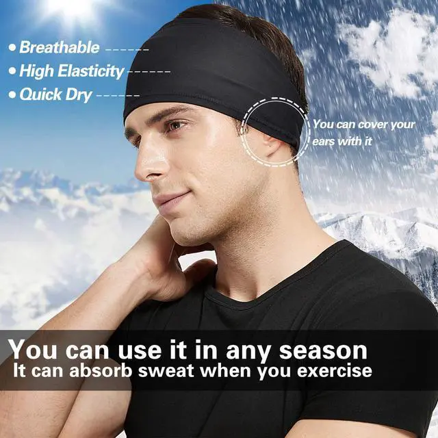 Alt view image 3 of 7 - Headbands for Men,5 Pack Mens Moisture Wicking Workout Sweatband | Athletic Headbands,Keep in Place During Exercise,Sports Headband for Running,Cycling,Basketball,Gym,Fitness,Unisex Hairband