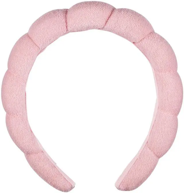 Main image of Spa Makeup and Face Washing Headband, Pink Bubble Design, 1 Count, Ultra-Absorbent Microfiber Headband for Washing Face, Soft Terry Cloth, No-Squeeze, No-Pull Band Gentle on Hair and Head
