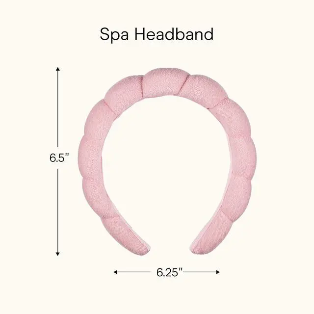 Alt view image 6 of 6 - Spa Makeup and Face Washing Headband, Pink Bubble Design, 1 Count, Ultra-Absorbent Microfiber Headband for Washing Face, Soft Terry Cloth, No-Squeeze, No-Pull Band Gentle on Hair and Head