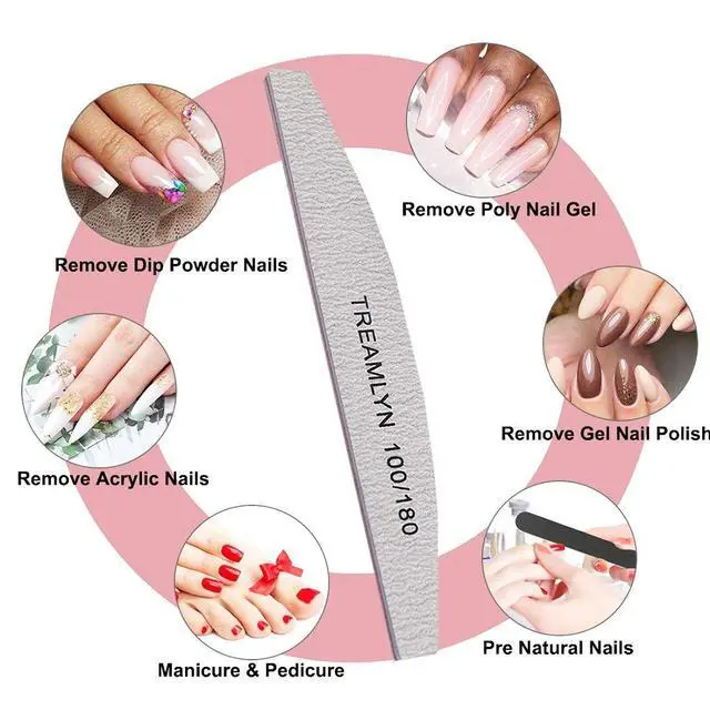 Alt view image 4 of 7 - 10 Pcs Rough Nail File 100/180 Grit, Heavy Duty Nail Files for Acrylic/Natural Nails, Emery Boards for Nails, Strong Finger Nail Filler, Coarse Nail File for Home and Salon Use