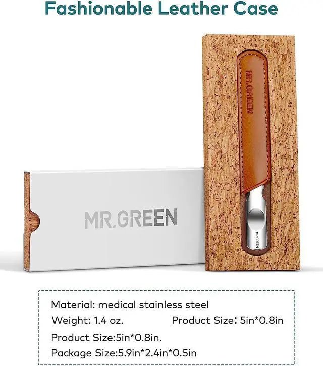 Alt view image 6 of 6 - Stainless Steel Nail File with Anti-Slip Handle and Leather Case, Double Sided and Files Nails Easily for Men and Woman
