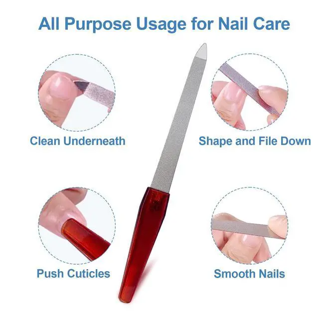 Alt view image 2 of 7 - Metal Nail File (6 Pcs), Nail Files for Natural Nails Made of Stainless Steel, Sword Fingernail Files with Sharp Pointed Tip Non Slip Handle, Diamond Finger Nail Filers for Women Sapphire Grit