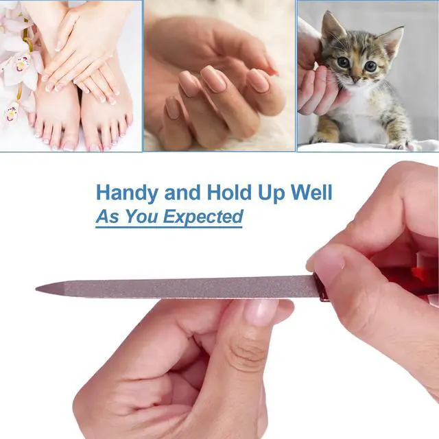 Alt view image 4 of 7 - Metal Nail File (6 Pcs), Nail Files for Natural Nails Made of Stainless Steel, Sword Fingernail Files with Sharp Pointed Tip Non Slip Handle, Diamond Finger Nail Filers for Women Sapphire Grit