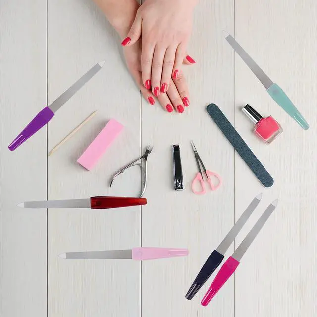 Alt view image 6 of 7 - Metal Nail File (6 Pcs), Nail Files for Natural Nails Made of Stainless Steel, Sword Fingernail Files with Sharp Pointed Tip Non Slip Handle, Diamond Finger Nail Filers for Women Sapphire Grit