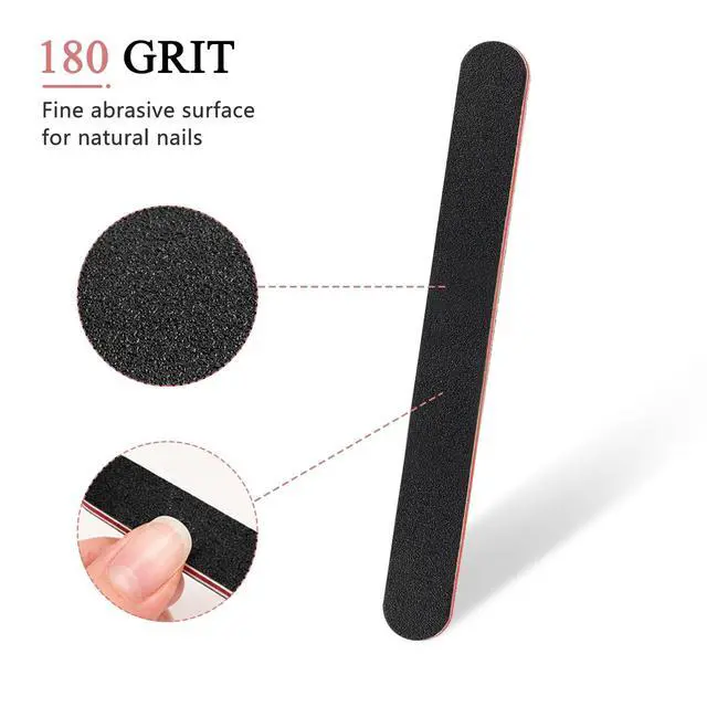 Alt view image 4 of 7 - 10 Pack Nail Files, Professional Double Sided 100/180 Grit Emery Board for Manicure Pedicure, Black