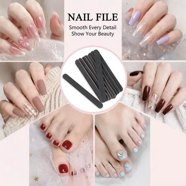 Alt view image 7 of 7 - 10 Pack Nail Files, Professional Double Sided 100/180 Grit Emery Board for Manicure Pedicure, Black