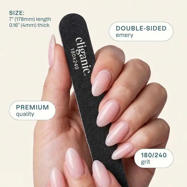 Alt view image 2 of 7 - 12 Pack Nail File Set: 180/240 Grit | Professional Emery Boards for Natural, Gel & Acrylic Nails | Washable Double Sided Kit | Cliganic 90 Days Warranty