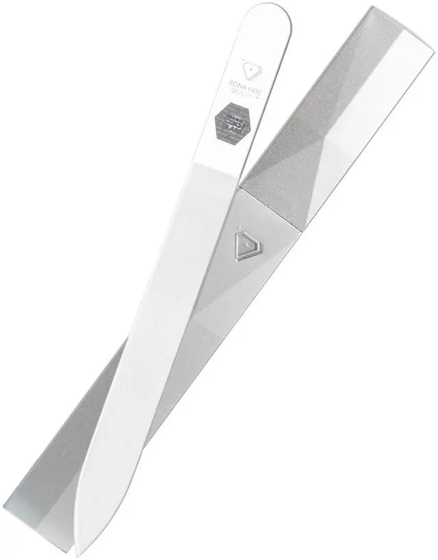 Main image of Czech Glass Nail File (Clear Color) with Silver Hardcase | Genuine Czech glass nail file for natural nails, keratin sealing nail file, fingernail file with protective case