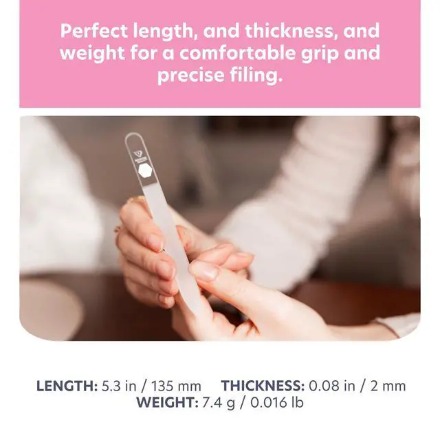 Alt view image 3 of 7 - Czech Glass Nail File (Clear Color) with Silver Hardcase | Genuine Czech glass nail file for natural nails, keratin sealing nail file, fingernail file with protective case