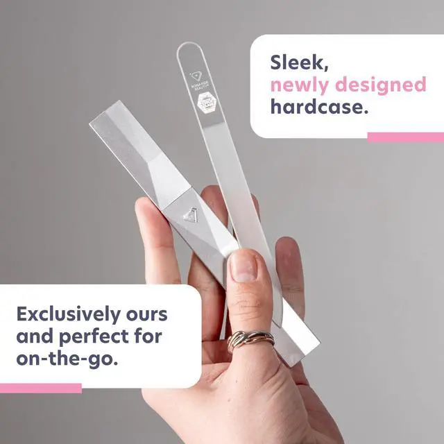 Alt view image 5 of 7 - Czech Glass Nail File (Clear Color) with Silver Hardcase | Genuine Czech glass nail file for natural nails, keratin sealing nail file, fingernail file with protective case