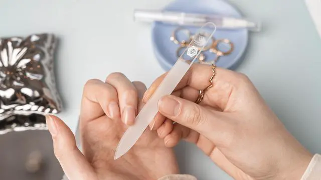 Alt view image 7 of 7 - Czech Glass Nail File (Clear Color) with Silver Hardcase | Genuine Czech glass nail file for natural nails, keratin sealing nail file, fingernail file with protective case