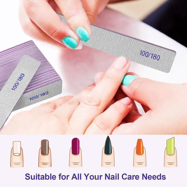 Alt view image 2 of 7 - Nail Files (24 Pack), 100/180 Grit Emery Boards Nail File for Natural Nails and Acrylic Nails, Double Sided Emory Boards limas para unas acrilicas Profesional Fingernail Filer Reusable Manicure Gray