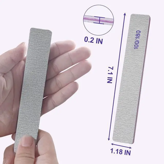 Alt view image 7 of 7 - Nail Files (50 Pack), 100/180 Grit Emery Boards Nail File for Natural Nails and Acrylic Nails, Double Sided Emory Boards limas para unas acrilicas Profesional Fingernail Filer Reusable Manicure Gray