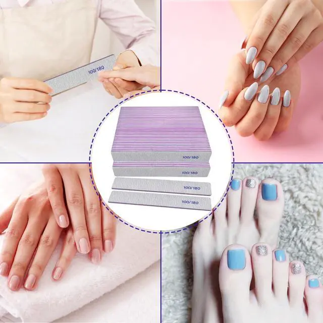 Alt view image 6 of 7 - Nail Files (50 Pack), 100/180 Grit Emery Boards Nail File for Natural Nails and Acrylic Nails, Double Sided Emory Boards limas para unas acrilicas Profesional Fingernail Filer Reusable Manicure Gray