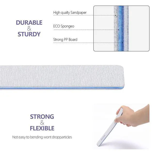 Alt view image 4 of 7 - 50 Count Rectangle Nail Files for Acrylic Nails, 80 Grit Coarse Nail File Reusable Emery Boards Manicure Tools