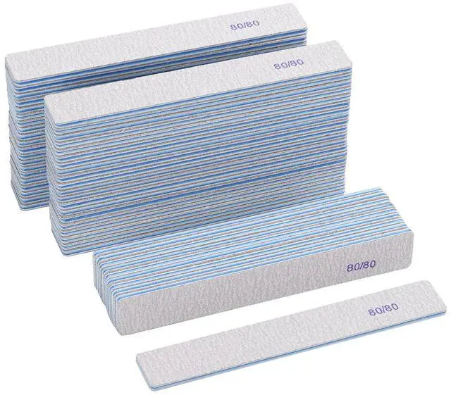 Main image of 50 Count Rectangle Nail Files for Acrylic Nails, 80 Grit Coarse Nail File Reusable Emery Boards Manicure Tools