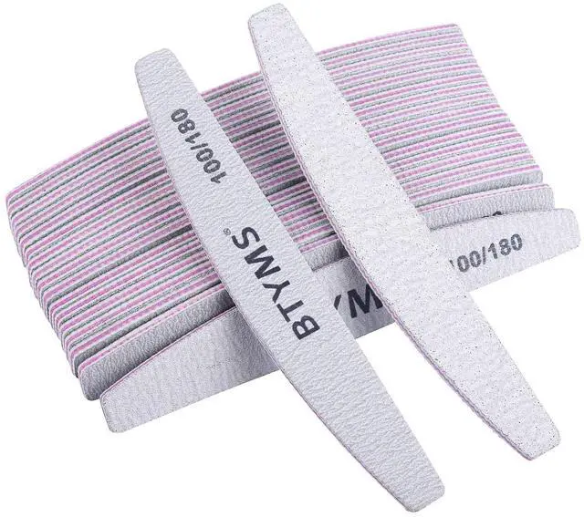 Main image of 25Pcs 100/180 Grit Nail File and Buffer Professional Double-Sided Emery Boards for Acrylic, Gel & Natural Nails