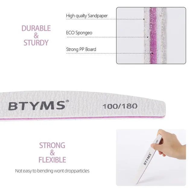 Alt view image 4 of 7 - 25Pcs 100/180 Grit Nail File and Buffer Professional Double-Sided Emery Boards for Acrylic, Gel & Natural Nails