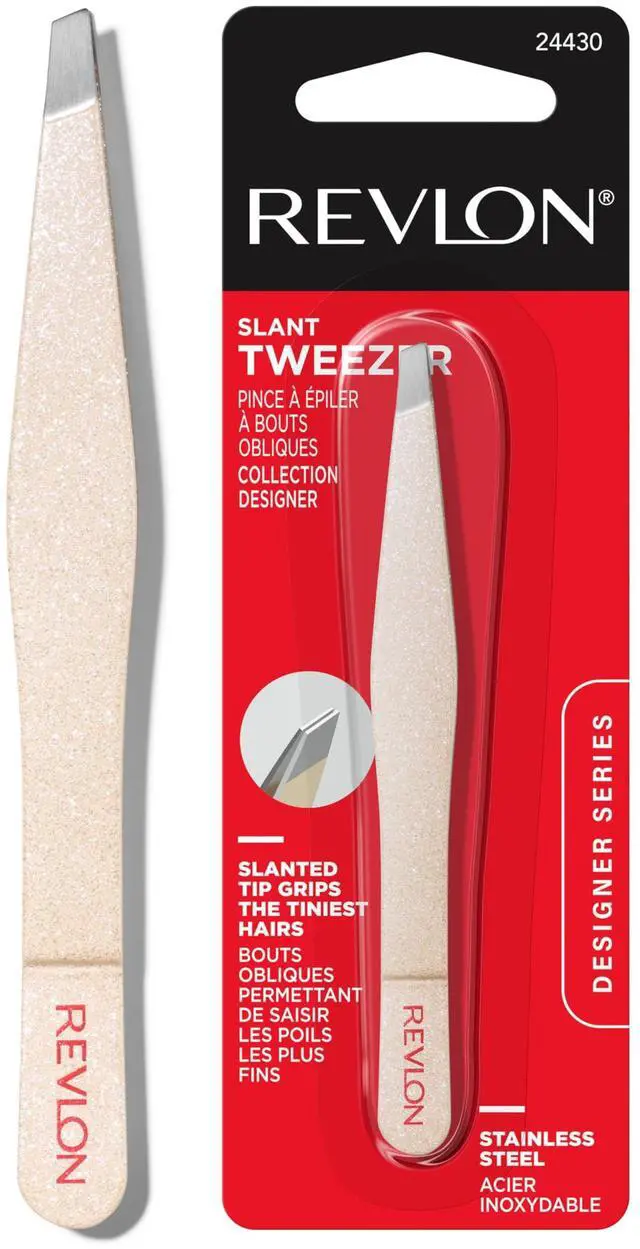 Main image of Designer Series Slant Tip Tweezer, 1 Count | High precision slant tweezers made with long lasting stainless steel for clean hair removal.