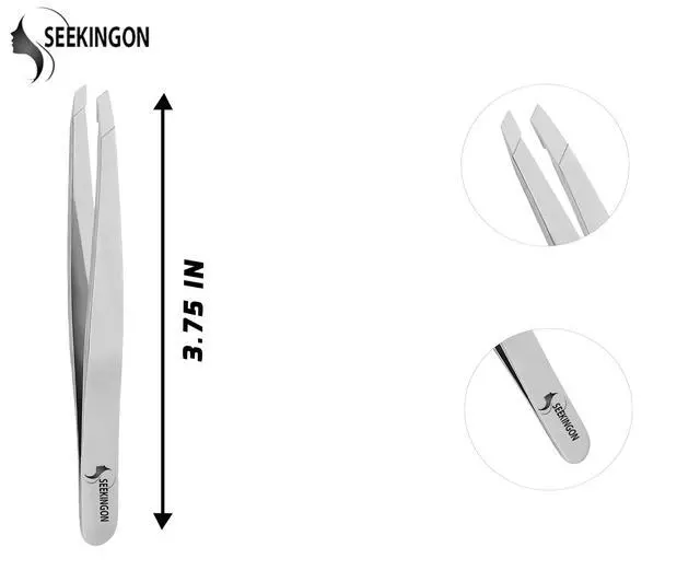 Alt view image 2 of 7 - Tweezers for Women Facial Hair - Hand Filed & Aligned Precision Tweezers for Ingrown Hair Plucking - Non Slip Grip Slant Sharp Tweezers for Men (Silver)