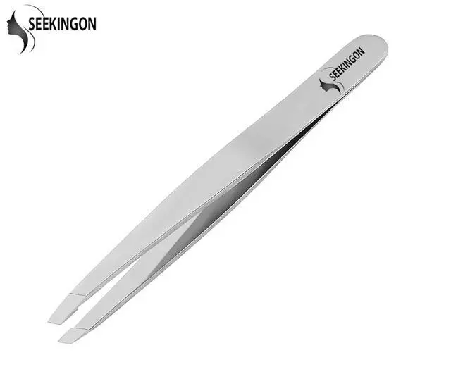 Alt view image 6 of 7 - Tweezers for Women Facial Hair - Hand Filed & Aligned Precision Tweezers for Ingrown Hair Plucking - Non Slip Grip Slant Sharp Tweezers for Men (Silver)