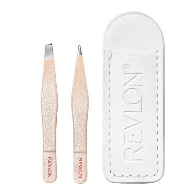 Alt view image 2 of 7 - Designer Series 2-Piece Mini Tweezer Set For Travel | Mini slant tip and point tip tweezer set for hair removal. Easy to use stainless steel. Portable for on-the-go touch-ups.