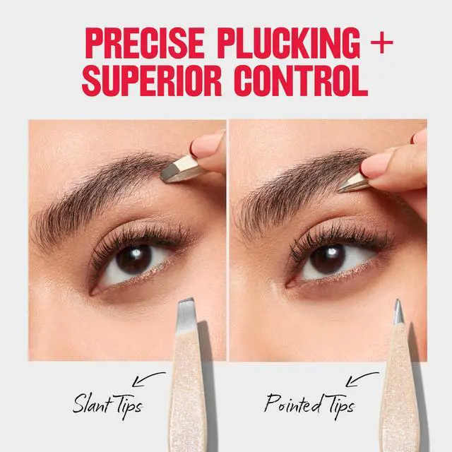 Alt view image 4 of 7 - Designer Series 2-Piece Mini Tweezer Set For Travel | Mini slant tip and point tip tweezer set for hair removal. Easy to use stainless steel. Portable for on-the-go touch-ups.