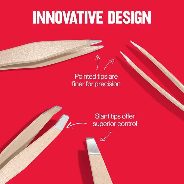 Alt view image 5 of 7 - Designer Series 2-Piece Mini Tweezer Set For Travel | Mini slant tip and point tip tweezer set for hair removal. Easy to use stainless steel. Portable for on-the-go touch-ups.