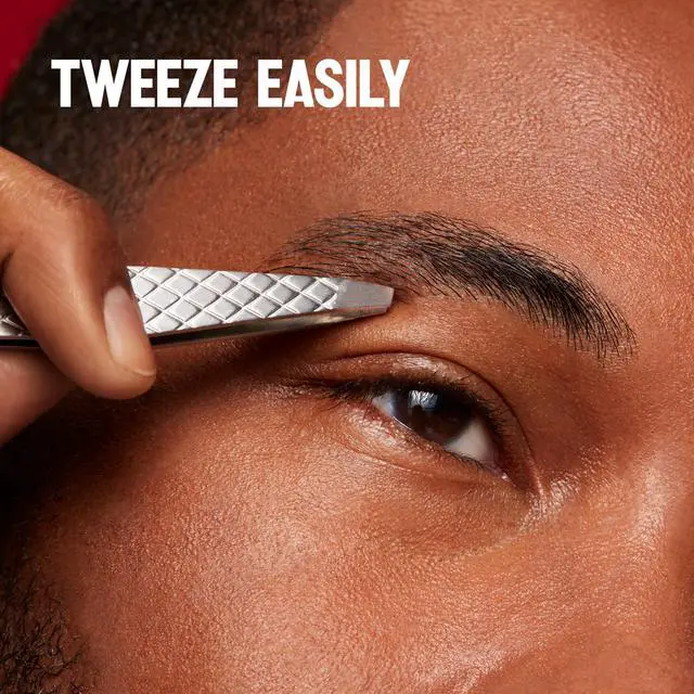 Alt view image 4 of 7 - Men's Series Slant Tip Tweezer, Silver, 1 Count | Ultra-sharp slant tip tweezers for men. Larger non-slip grip for brow shaping & facial hair removal. Made of stainless steel.