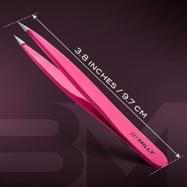 Alt view image 7 of 7 - Pointed Tweezers | High Carbon Stainless Steel Needle Nose | Fine Point Precision Hair Removal | Perfectly Aligned & Hand-Filed Sharp | Pink