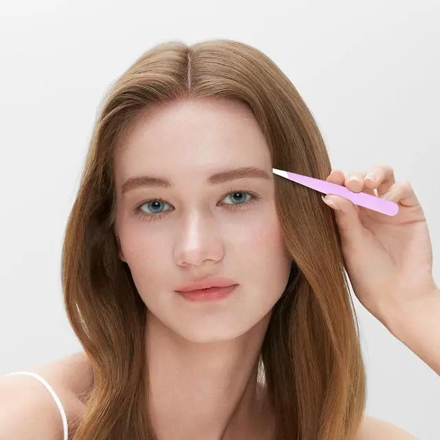 Alt view image 2 of 7 - Professional Slant Tweezers, High Precision For Facial Hair Removal | for Eyebrows, No Hair Breakage, Pain-Free Plucking, Gentle on Skin, for Men Women, Purple