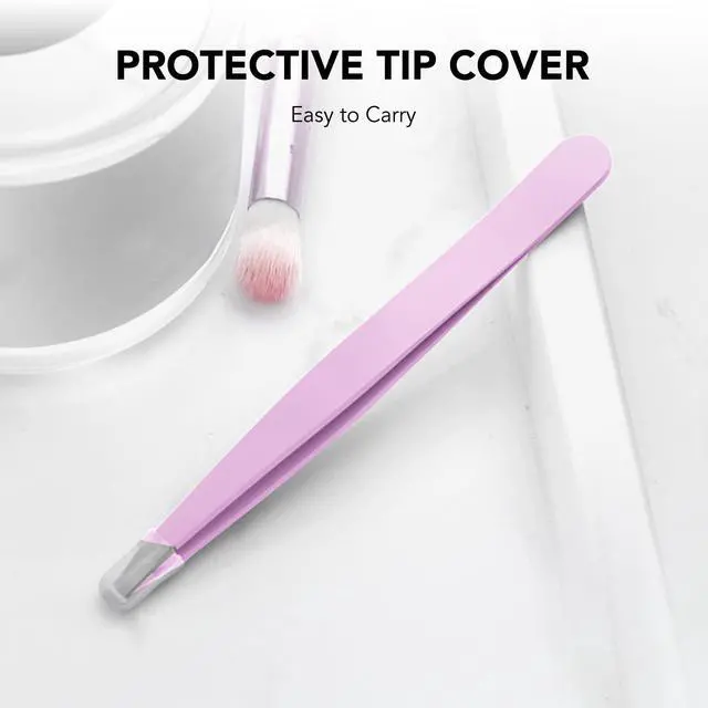 Alt view image 7 of 7 - Professional Slant Tweezers, High Precision For Facial Hair Removal | for Eyebrows, No Hair Breakage, Pain-Free Plucking, Gentle on Skin, for Men Women, Purple