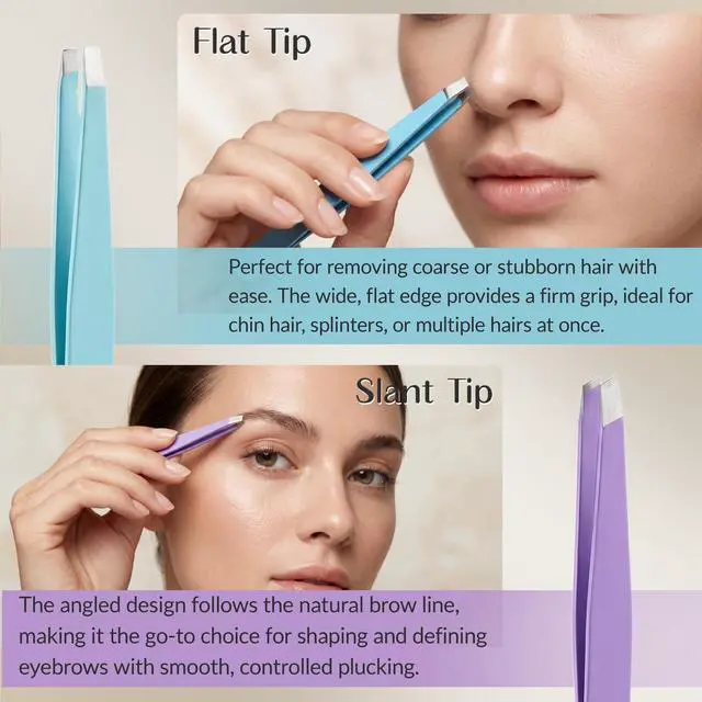 Alt view image 5 of 7 - 4 Pack Stainless Steel Eyebrow Tweezers Set, Precision Hair Removal Tools