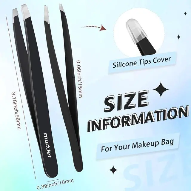 Alt view image 2 of 7 - 12 Pcs Eyebrow Tweezers Set for Facial Hair in Bulk | Slanted Tip Style, Stainless Steel, Black, 3.78 Inch Compact, for Men and Women, Daily Eyebrow Care, Daily or Travel