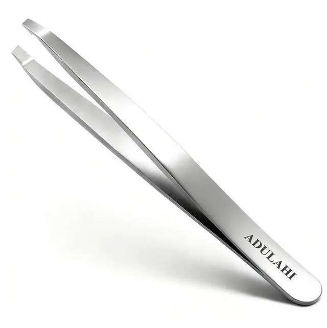 Main image of Professional Slant Tweezers for Eyebrows & Facial Hair - Precise Aligned Carbon Stainless Steel Remover with Storage Case(Pearl Silver)