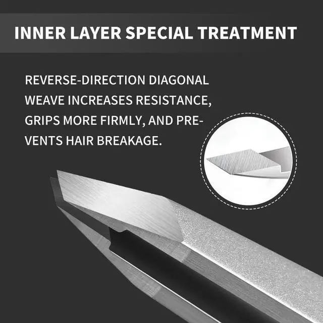 Alt view image 5 of 7 - Professional Slant Tweezers for Eyebrows & Facial Hair - Precise Aligned Carbon Stainless Steel Remover with Storage Case(Pearl Silver)