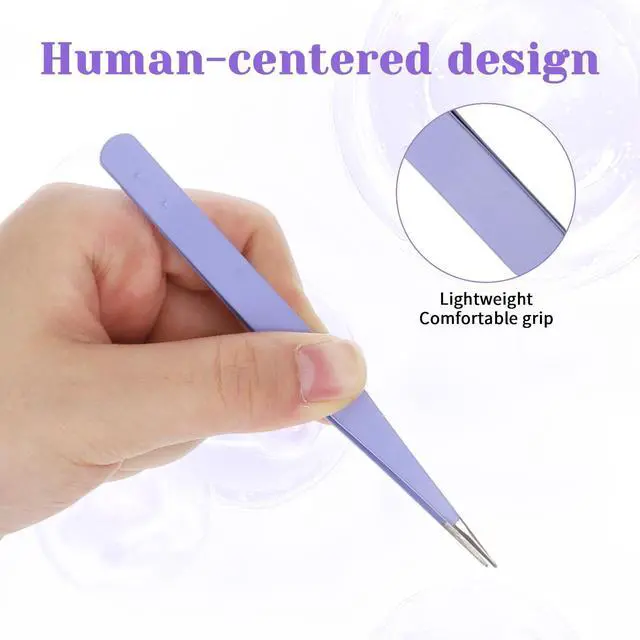 Alt view image 4 of 7 - 2 Pcs Pointed Tweezers for Women Facial Hair Ingrown Hair Tweezers | Precision Stainless Steel Tweezer, Pointy Needle Nose Tweezer, for Eyebrow Chin Ingrown Hair Splinter Removal