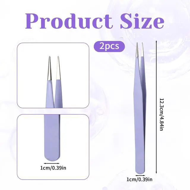 Alt view image 5 of 7 - 2 Pcs Pointed Tweezers for Women Facial Hair Ingrown Hair Tweezers | Precision Stainless Steel Tweezer, Pointy Needle Nose Tweezer, for Eyebrow Chin Ingrown Hair Splinter Removal