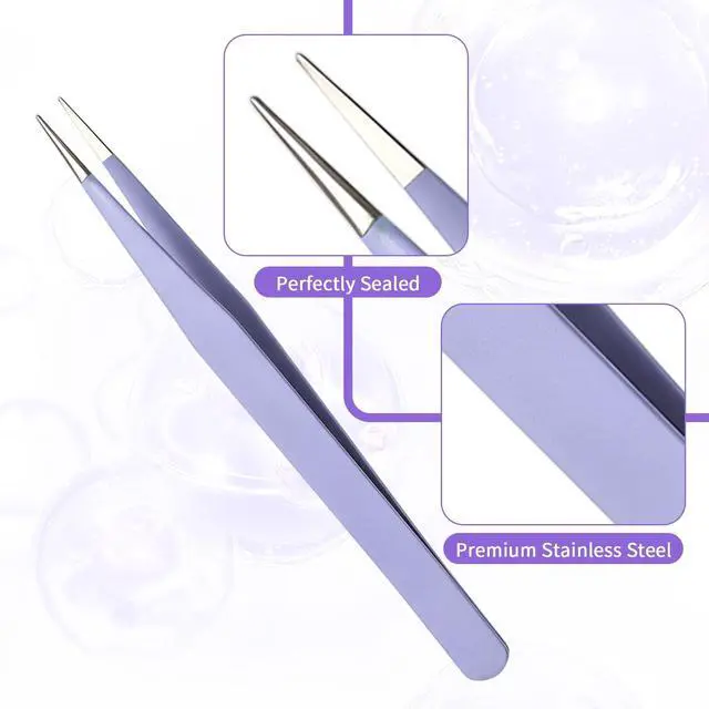 Alt view image 6 of 7 - 2 Pcs Pointed Tweezers for Women Facial Hair Ingrown Hair Tweezers | Precision Stainless Steel Tweezer, Pointy Needle Nose Tweezer, for Eyebrow Chin Ingrown Hair Splinter Removal