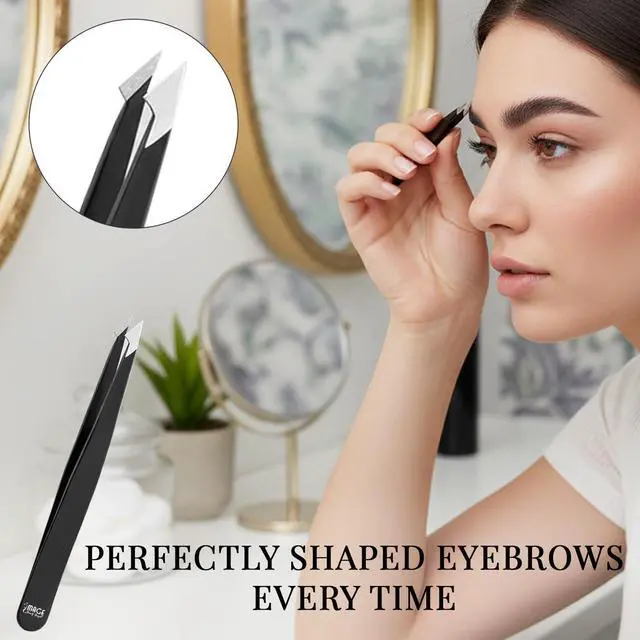 Alt view image 5 of 7 - Tweezers for women facial 4 Piece Stainless Steel Precision Tweezers Kit with Leather Case for women & men Multi purpose as eyebrows facial hair ingrown hair removal