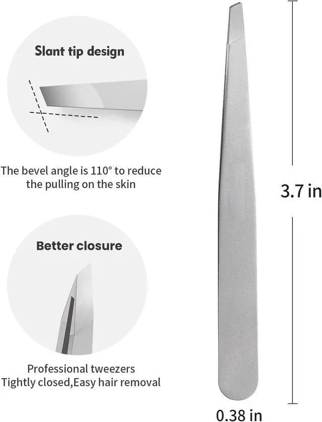 Alt view image 6 of 6 - Ultra Precision Tweezers for Women & Men - Sharp Slant for Eyebrows, Facial Hair & Ingrown Hair | Professional Plucking Tool with Case | German Stainless Steel (Silver)