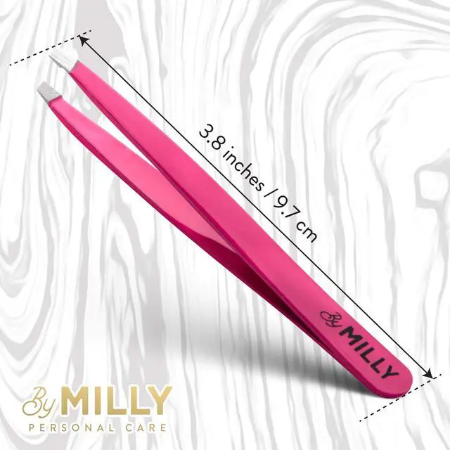 Alt view image 7 of 7 - Professional Slanted Tweezers for Women and Men | High Carbon Stainless Steel Sharp Tweezer | Tweezers for Women Facial Hair Plucking, Hand-Filed & Aligned Precision Slant Tips - Pink