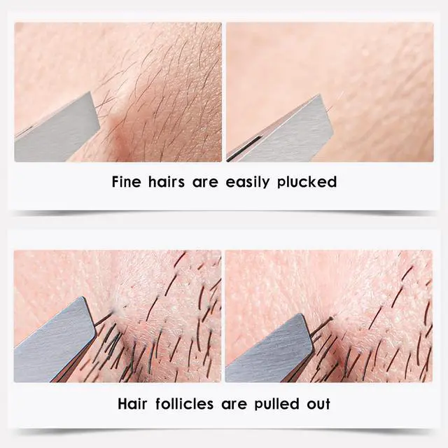 Alt view image 5 of 7 - Flat and Slant Tip Tweezers of 2 Pack, Stainless Steel Precision Tweezer for Women Eyebrow & Hair Removal