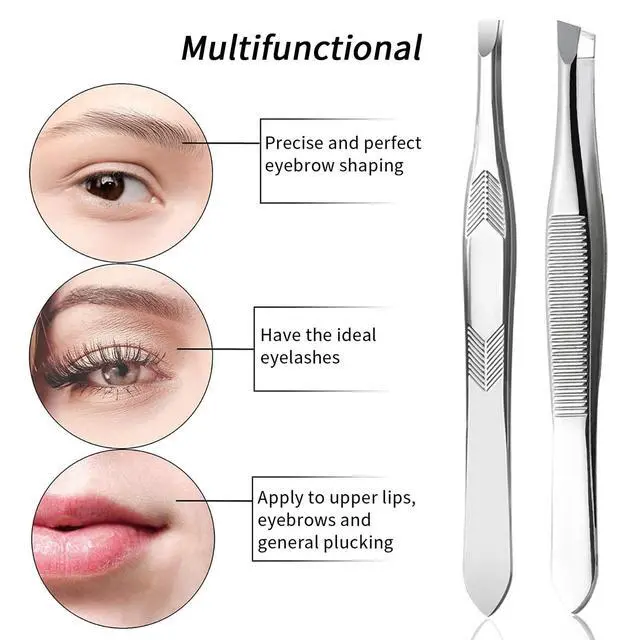 Alt view image 2 of 6 - Tweezers for Women Facial Hair,High Precision Stainless Steel Tweezers for Eyebrows Facial Hair, Splinter and Ingrown Hair Removal,2 Count