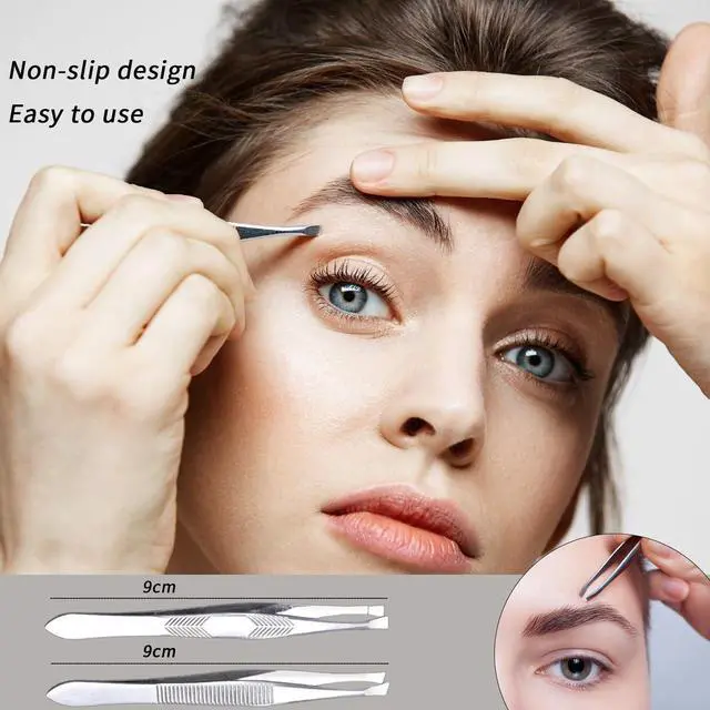 Alt view image 6 of 6 - Tweezers for Women Facial Hair,High Precision Stainless Steel Tweezers for Eyebrows Facial Hair, Splinter and Ingrown Hair Removal,2 Count