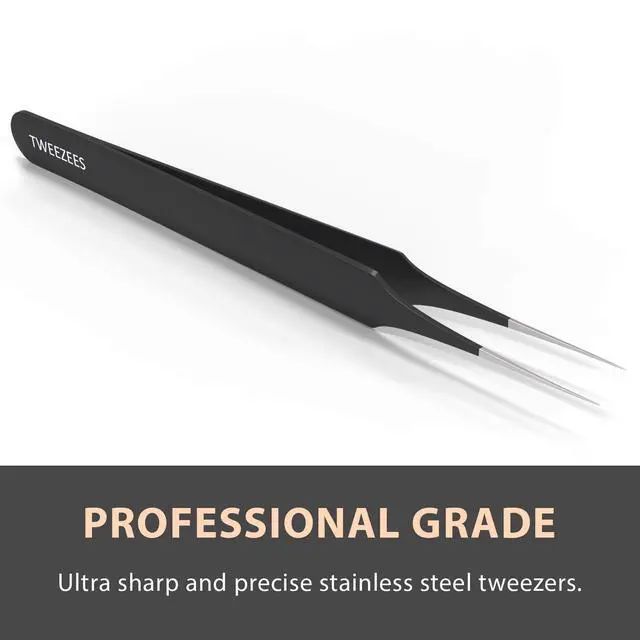 Alt view image 3 of 6 - Ingrown Hair Tweezers | Pointed Tip | Black |Precision Stainless Steel | Extra Sharp and Perfectly Aligned for Ingrown Hair Treatment & Splinter Removal For Men and Women |